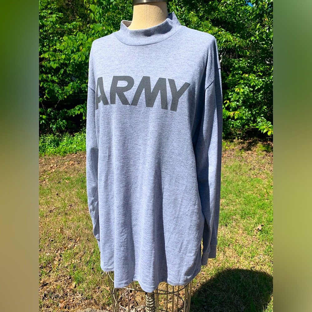 Vintage Long Sleeve Army Training Turtleneck Shirt with Reflective Decals